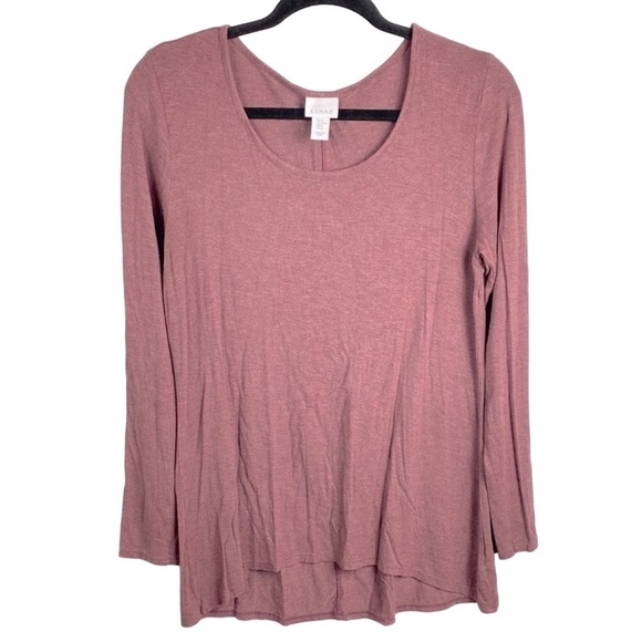 Kenar Women’s Sz Medium Heather Mauve Scoop Neck High Low Long Sleeve Tunic Top - Picture 1 of 6